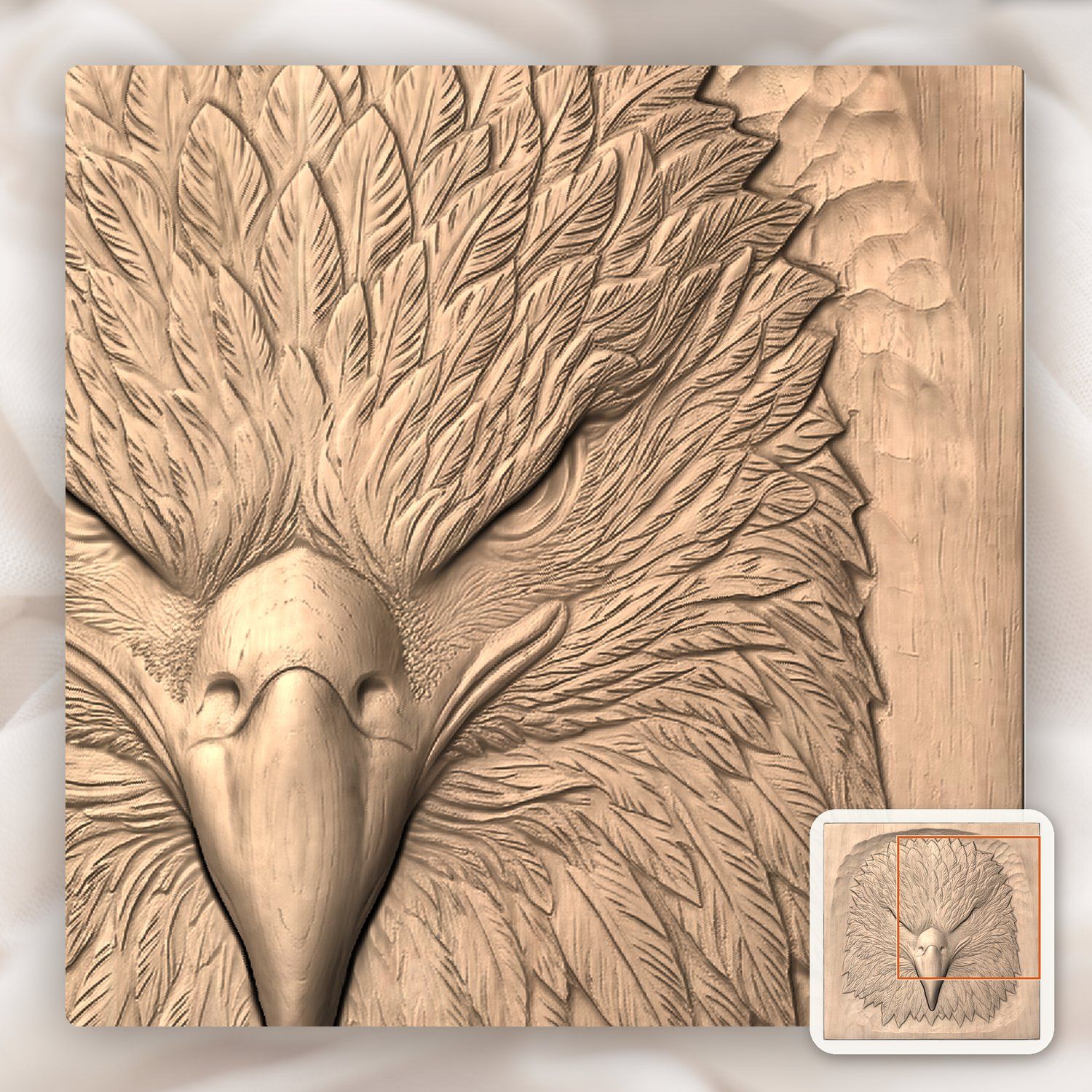Patriotic Bald Eagle Head CNC Relief STL bas-relief STL — view 8