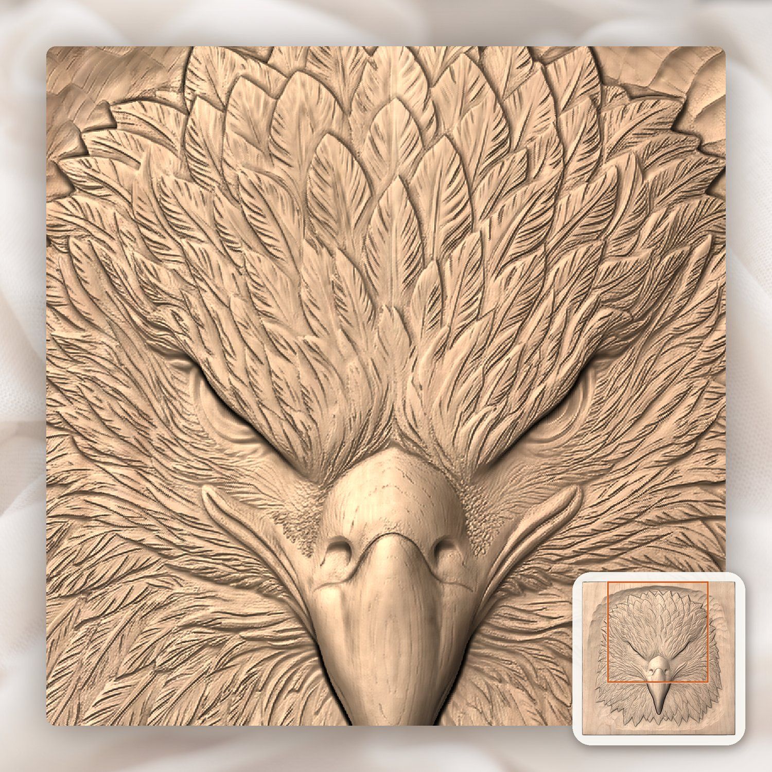 Patriotic Bald Eagle Head CNC Relief STL bas-relief STL — view 9