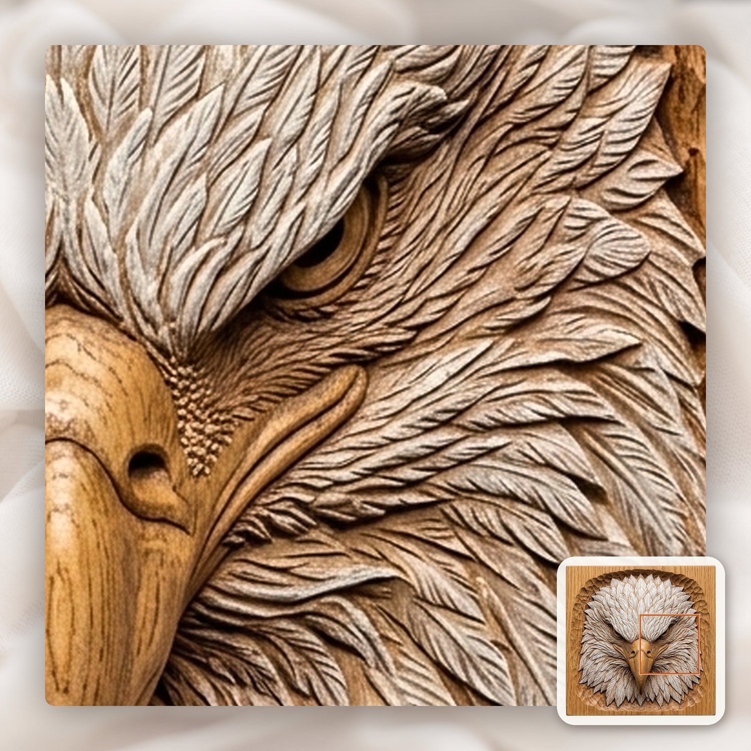 Patriotic Bald Eagle Head CNC Relief STL bas-relief STL — view 10
