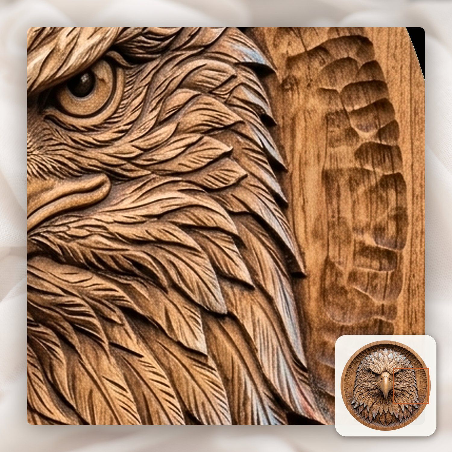 Patriotic Bald Eagle Head CNC Relief STL bas-relief STL — view 11