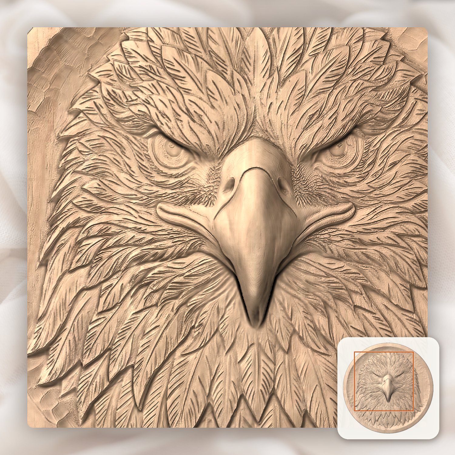 Patriotic Bald Eagle Head CNC Relief STL bas-relief STL — view 6