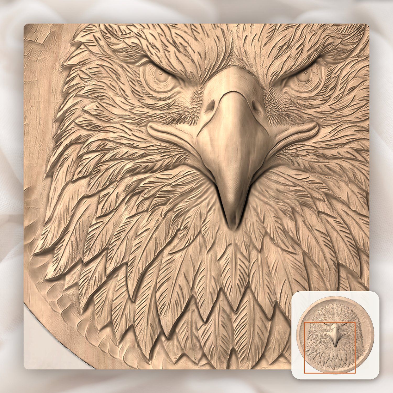 Patriotic Bald Eagle Head CNC Relief STL bas-relief STL — view 7