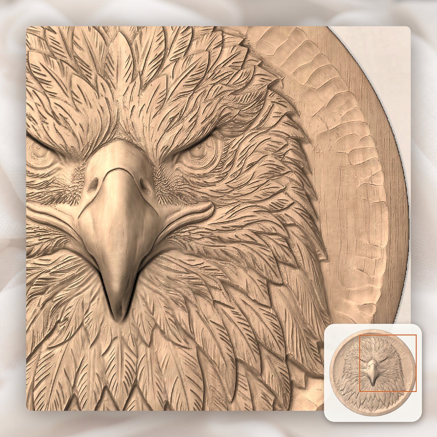 Patriotic Bald Eagle Head CNC Relief STL bas-relief STL — view 8