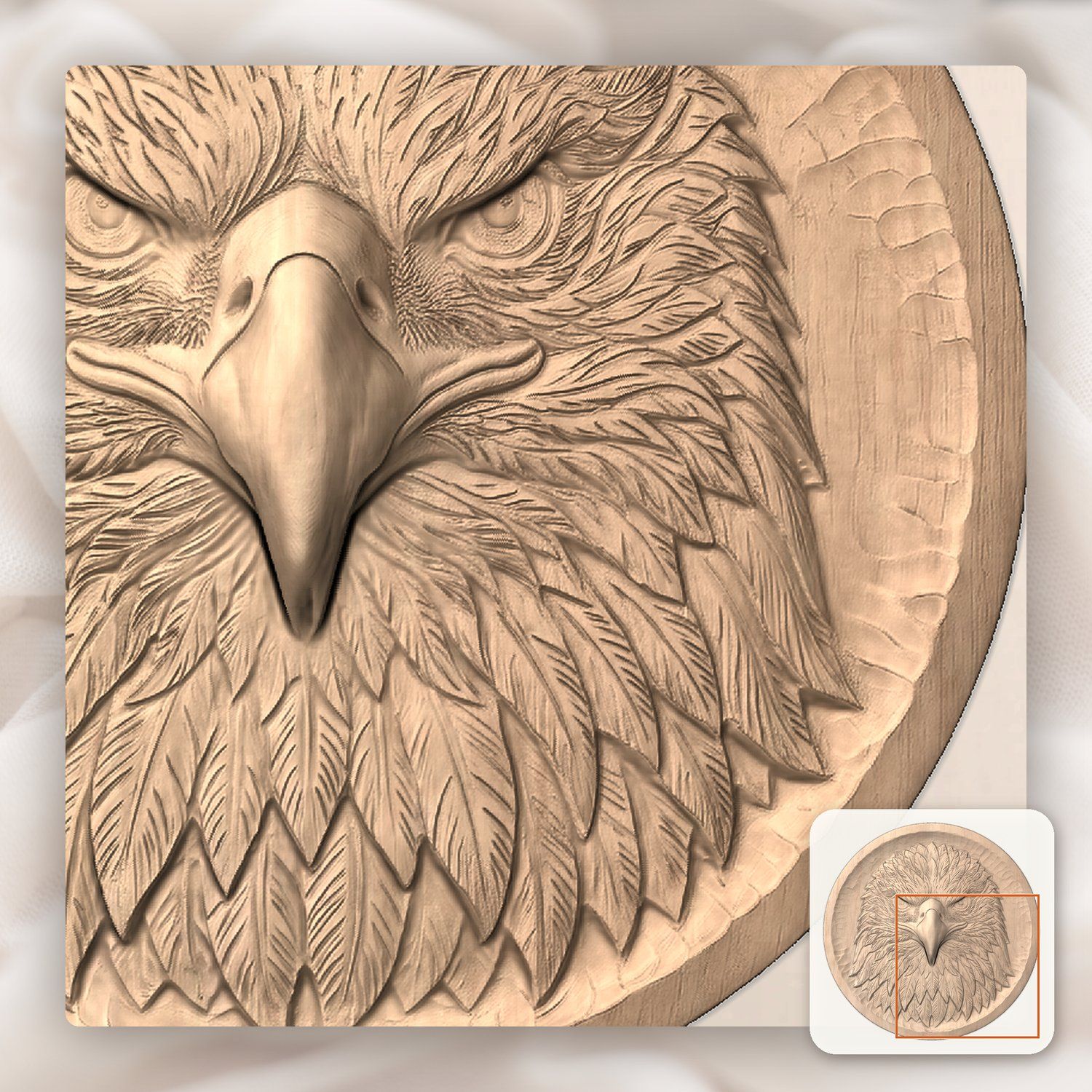 Patriotic Bald Eagle Head CNC Relief STL bas-relief STL — view 9