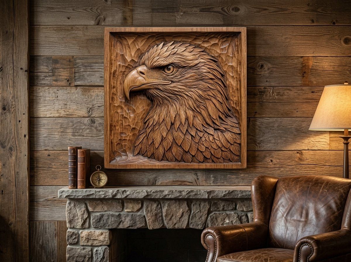 Patriotic Bald Eagle Head CNC Relief STL bas-relief STL — view 12