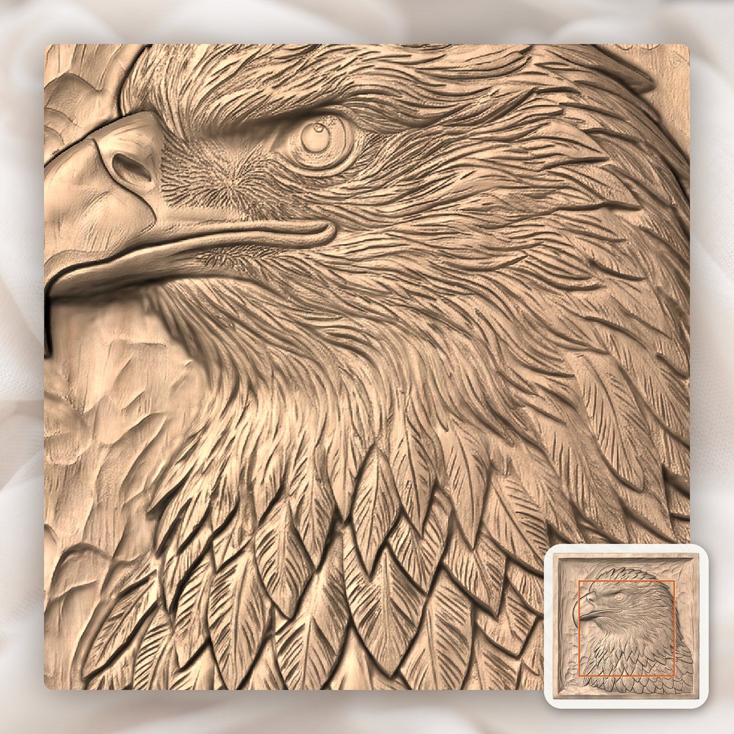 Patriotic Bald Eagle Head CNC Relief STL bas-relief STL — view 6