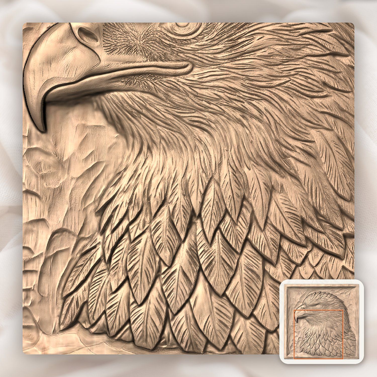 Patriotic Bald Eagle Head CNC Relief STL bas-relief STL — view 7