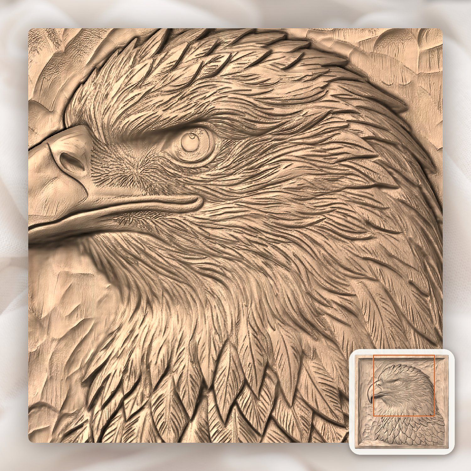 Patriotic Bald Eagle Head CNC Relief STL bas-relief STL — view 8