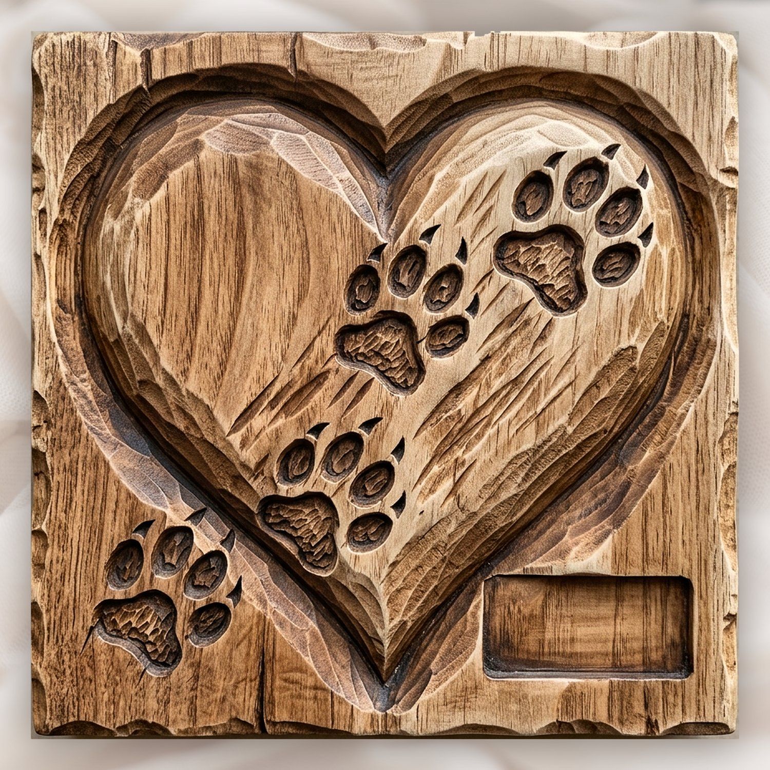 Paw Prints Heart Pet Memorial CNC Relief STL bas-relief STL design