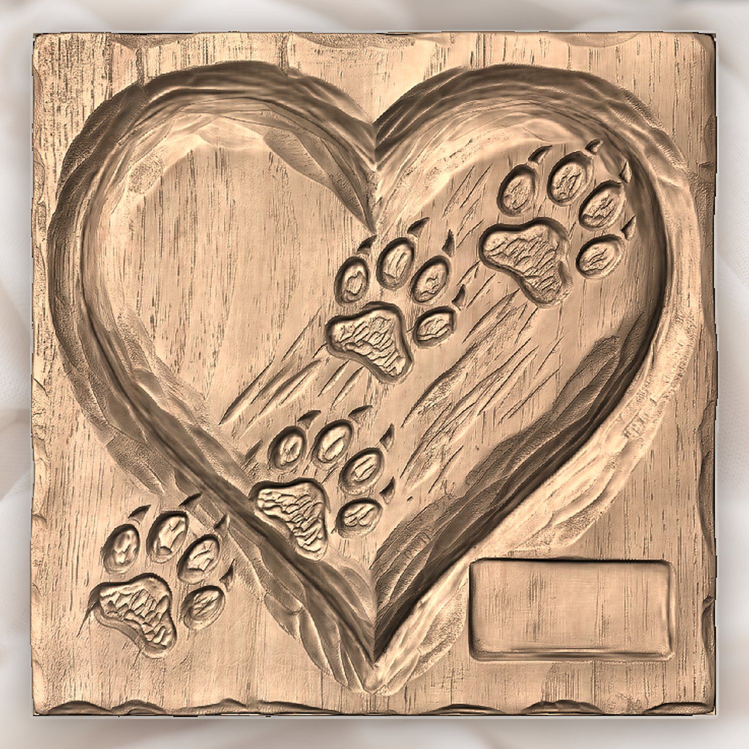 Paw Prints Heart Pet Memorial CNC Relief STL bas-relief STL — view 4