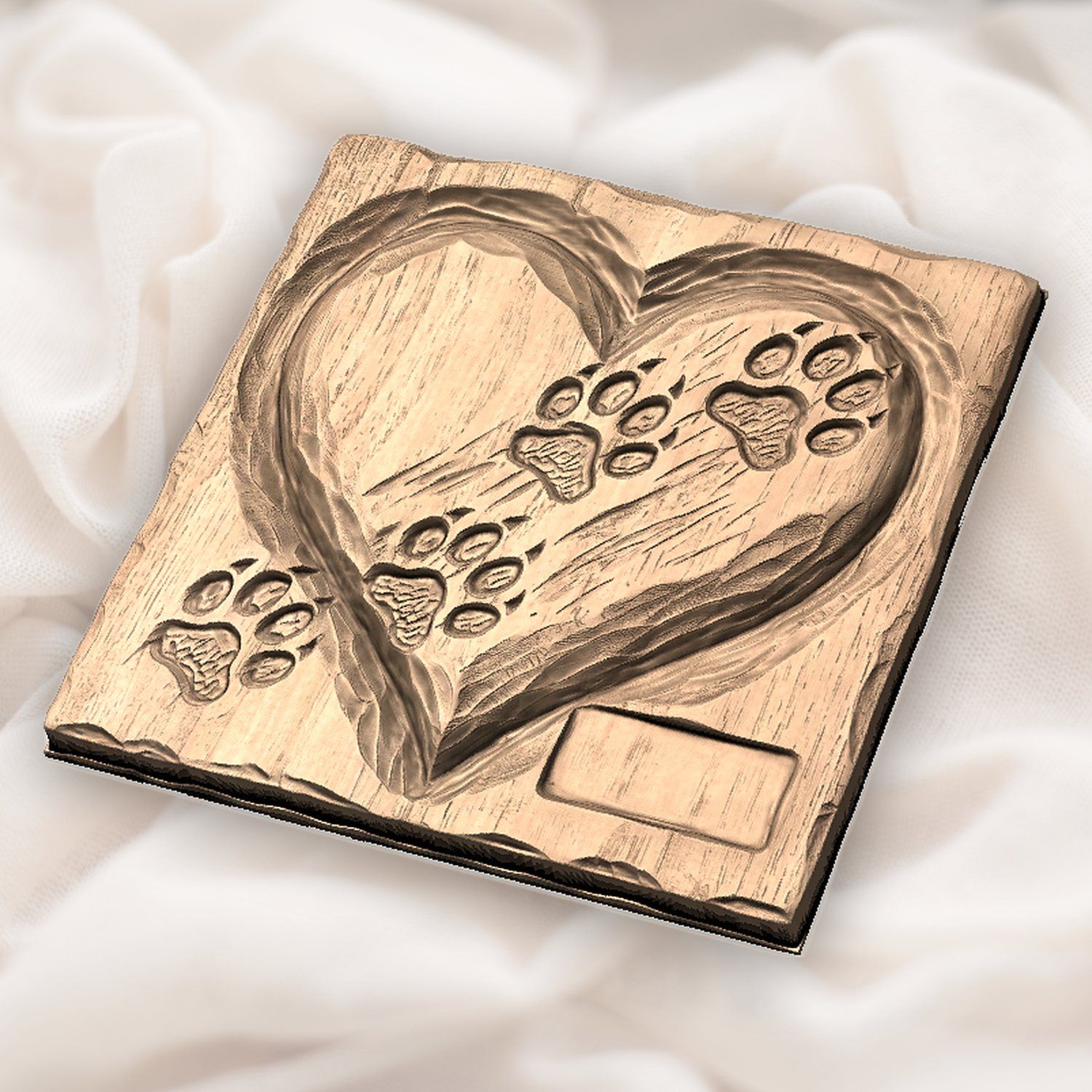 Paw Prints Heart Pet Memorial CNC Relief STL bas-relief STL — view 5