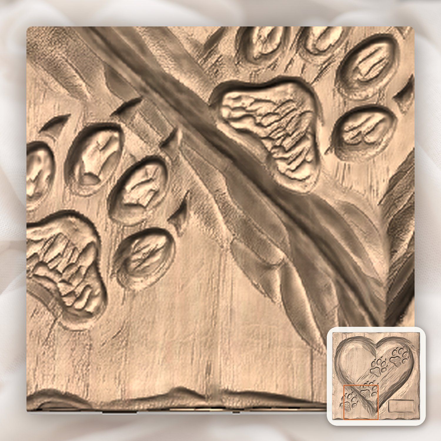 Paw Prints Heart Pet Memorial CNC Relief STL bas-relief STL — view 8