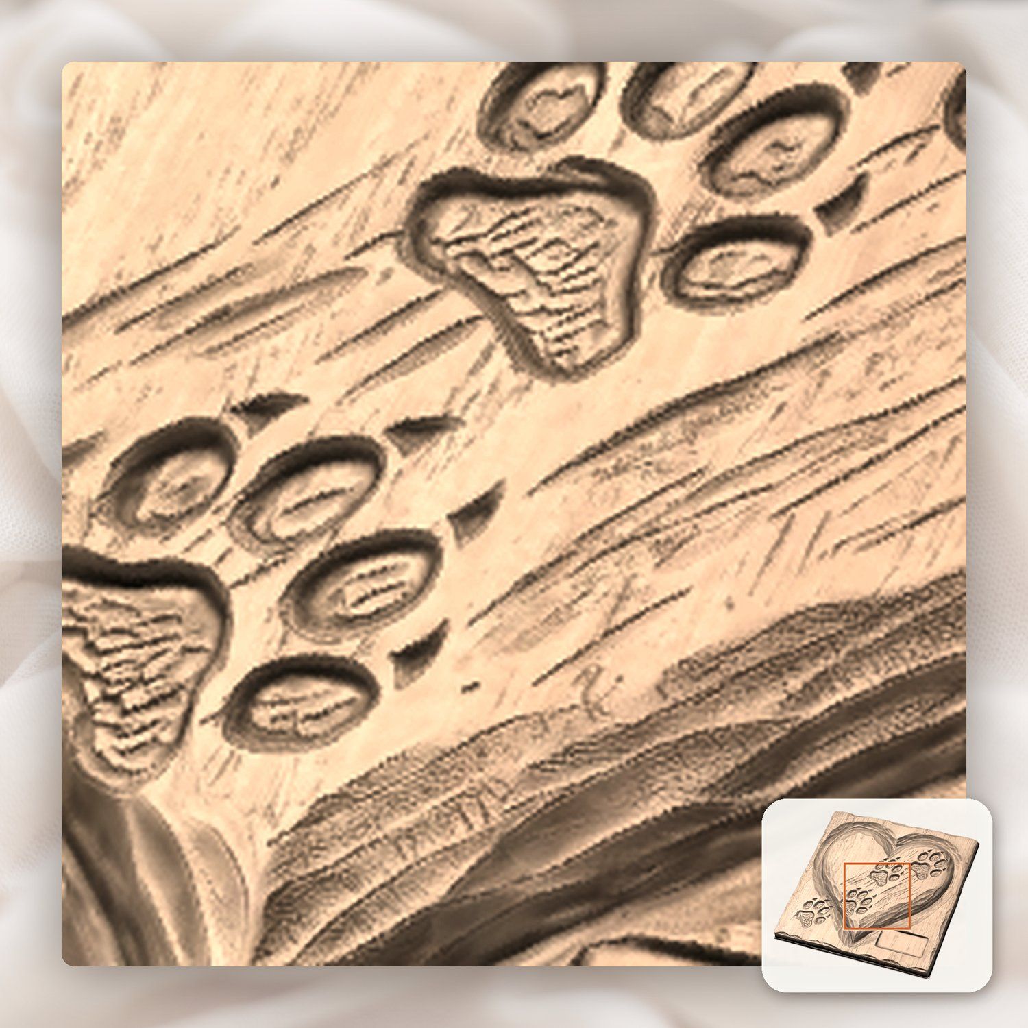 Paw Prints Heart Pet Memorial CNC Relief STL bas-relief STL — view 9