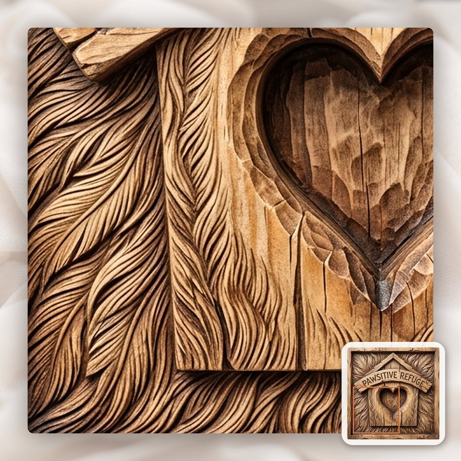 Pawsitive Refuge Heart Sanctuary CNC Relief STL bas-relief STL — view 9