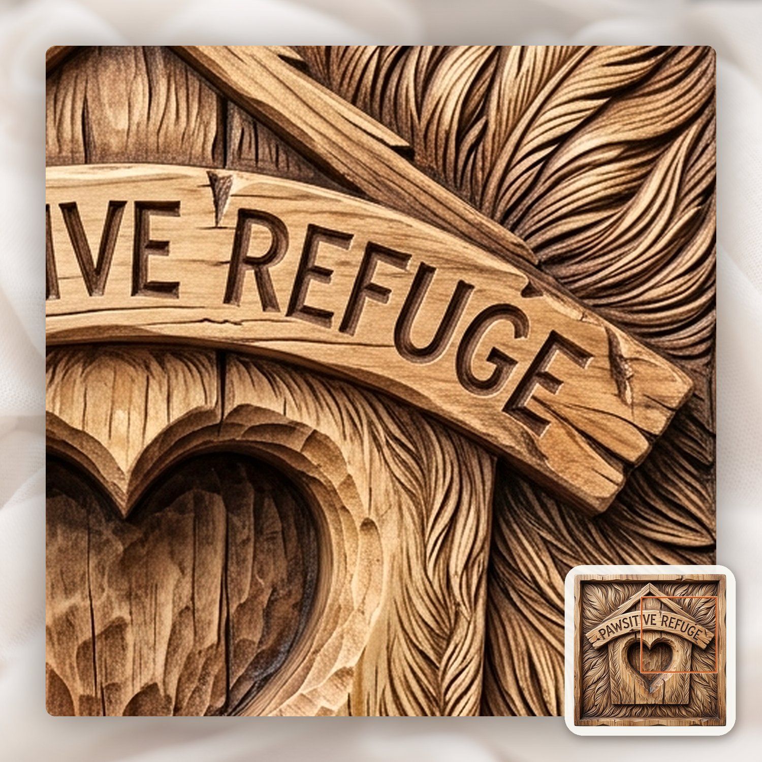 Pawsitive Refuge Heart Sanctuary CNC Relief STL bas-relief STL — view 10