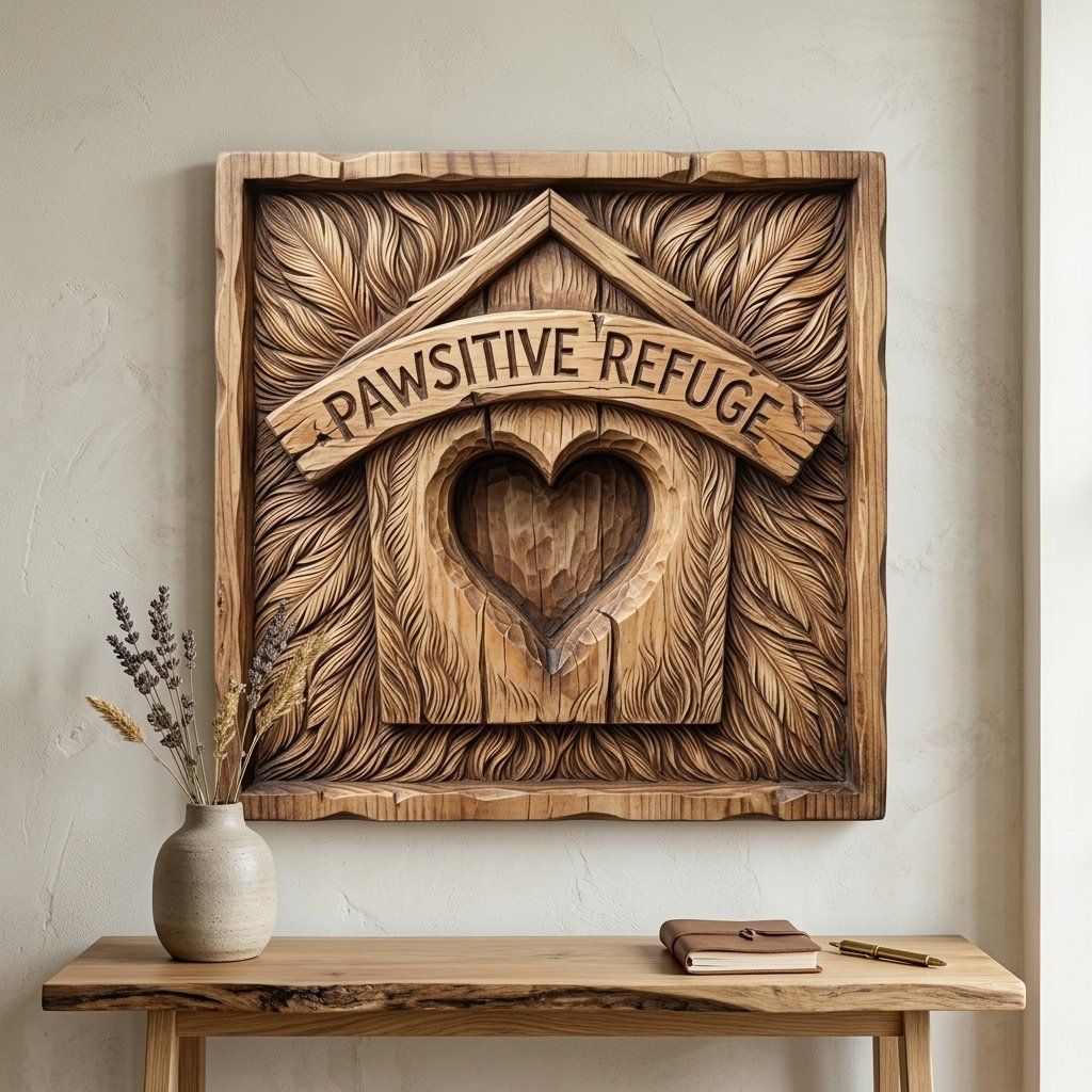 Pawsitive Refuge Heart Sanctuary CNC Relief STL bas-relief STL — view 11