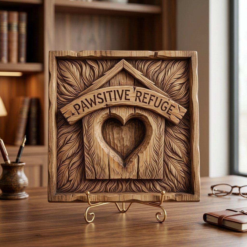 Pawsitive Refuge Heart Sanctuary CNC Relief STL bas-relief STL — view 12