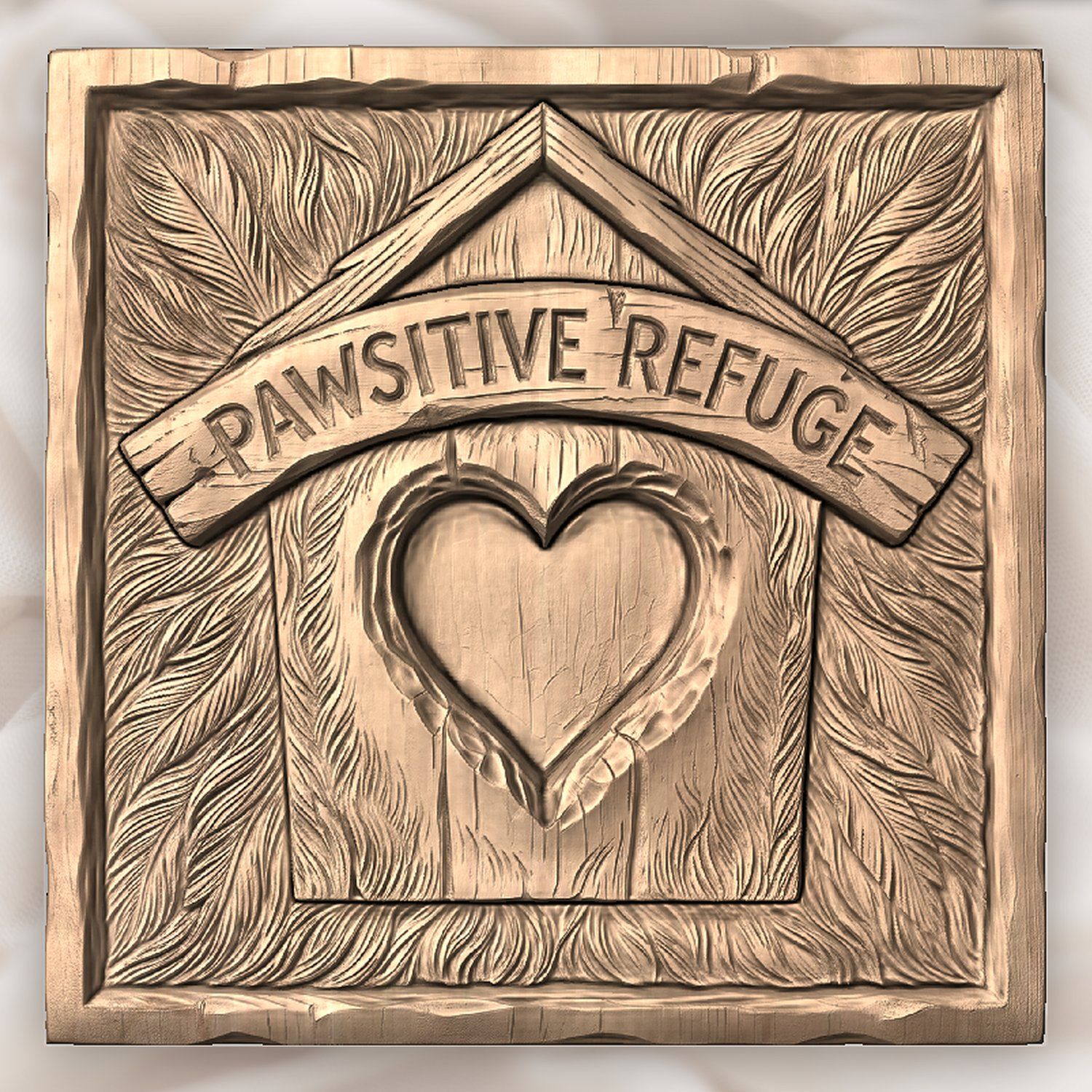 Pawsitive Refuge Heart Sanctuary CNC Relief STL bas-relief STL — view 2