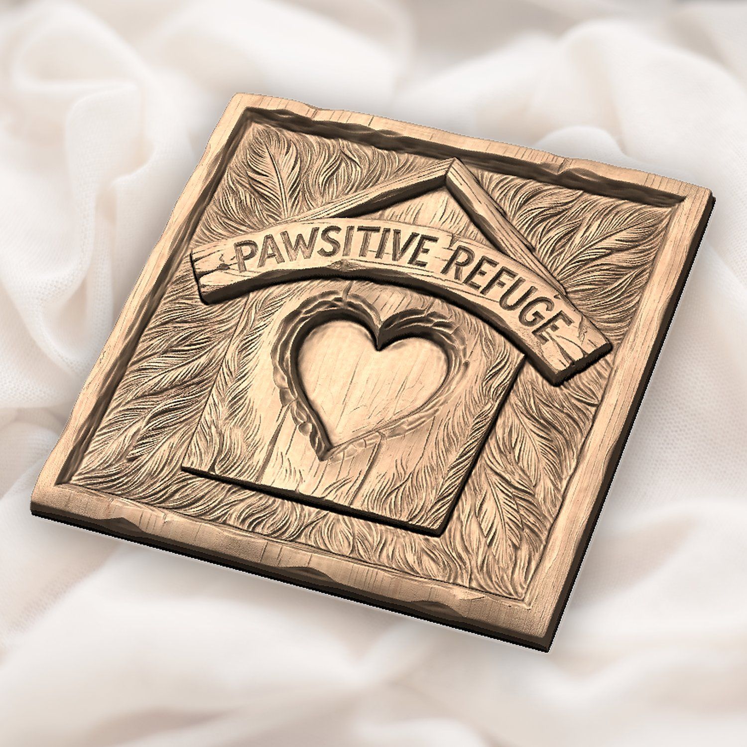 Pawsitive Refuge Heart Sanctuary CNC Relief STL bas-relief STL — view 3