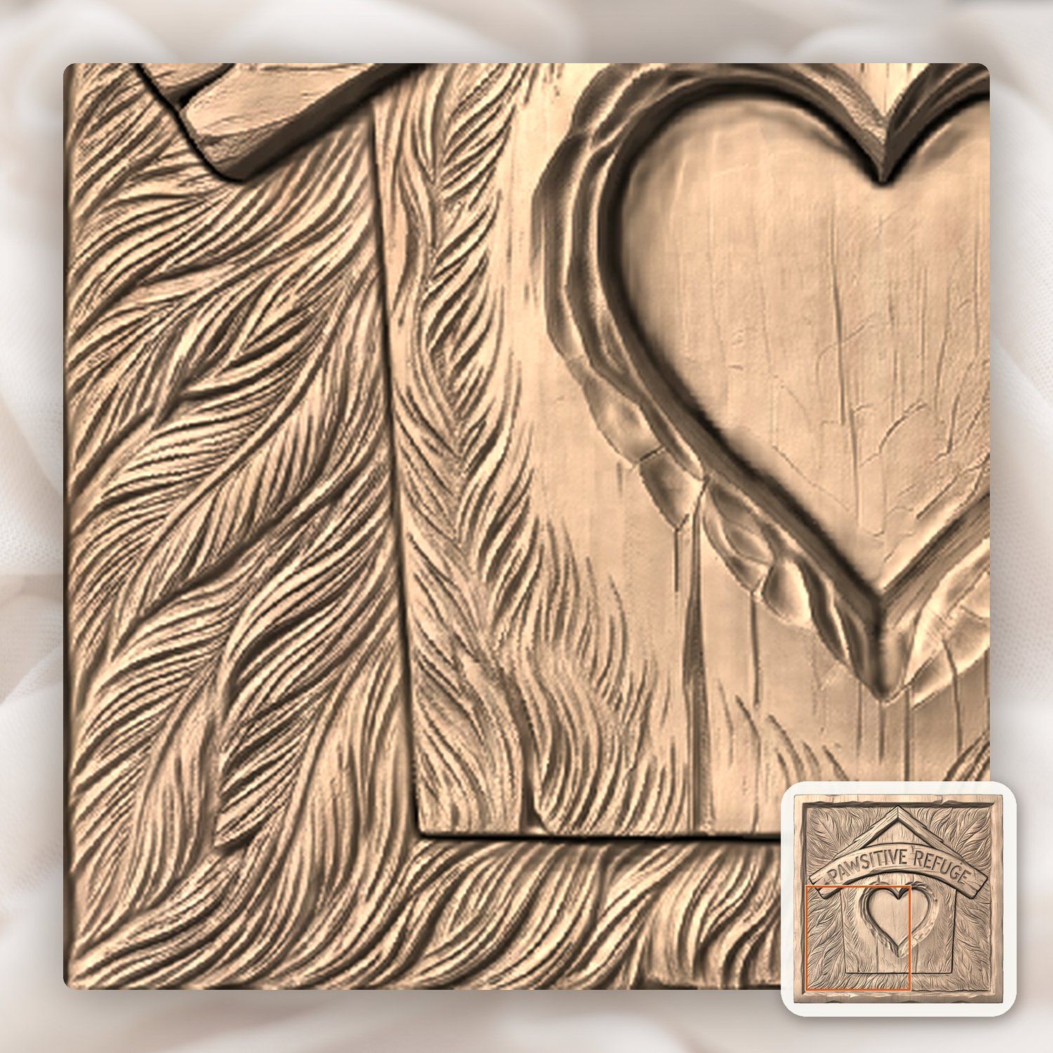 Pawsitive Refuge Heart Sanctuary CNC Relief STL bas-relief STL — view 5