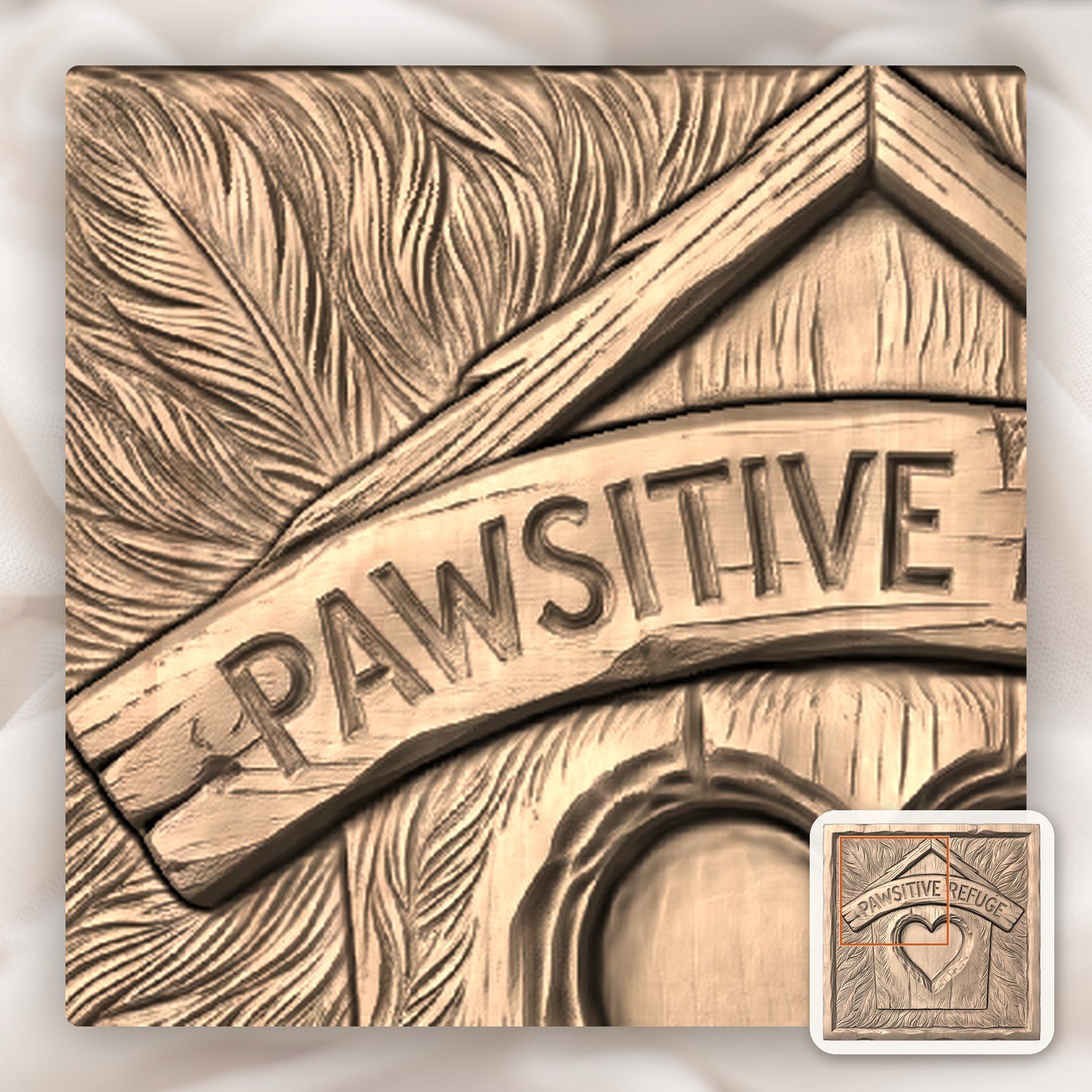 Pawsitive Refuge Heart Sanctuary CNC Relief STL bas-relief STL — view 6