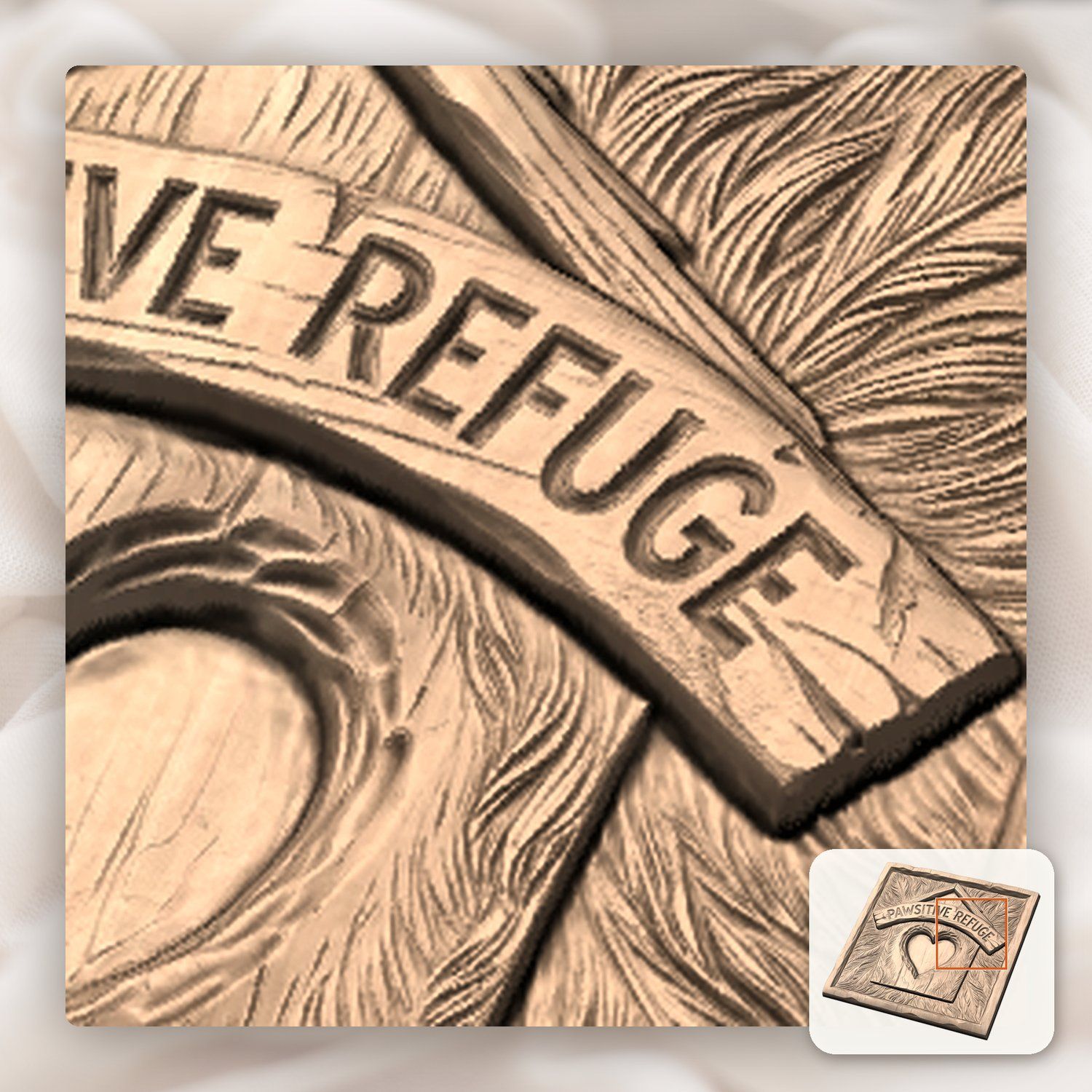 Pawsitive Refuge Heart Sanctuary CNC Relief STL bas-relief STL — view 7
