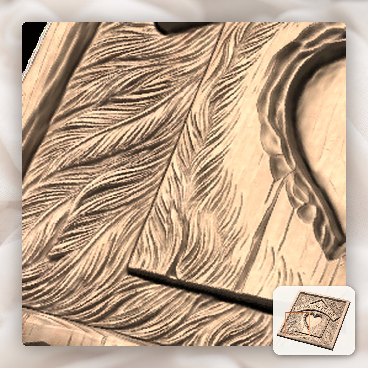 Pawsitive Refuge Heart Sanctuary CNC Relief STL bas-relief STL — view 8