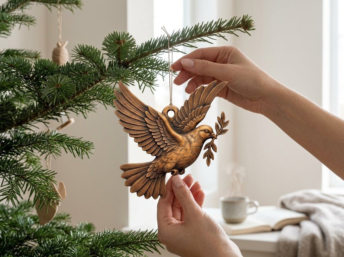 Peace Dove Olive Branch Ornament CNC Relief STL bas-relief STL design