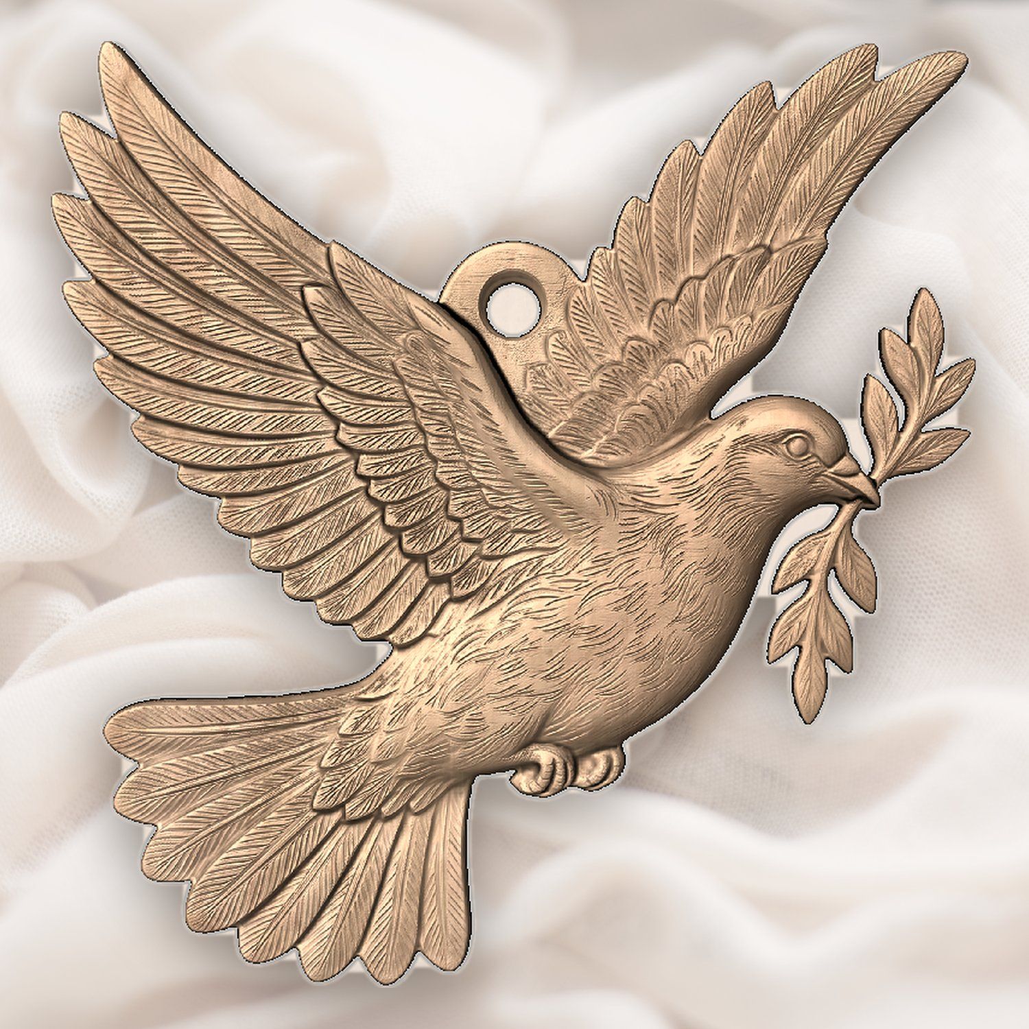 Peace Dove Olive Branch Ornament CNC Relief STL bas-relief STL — view 5