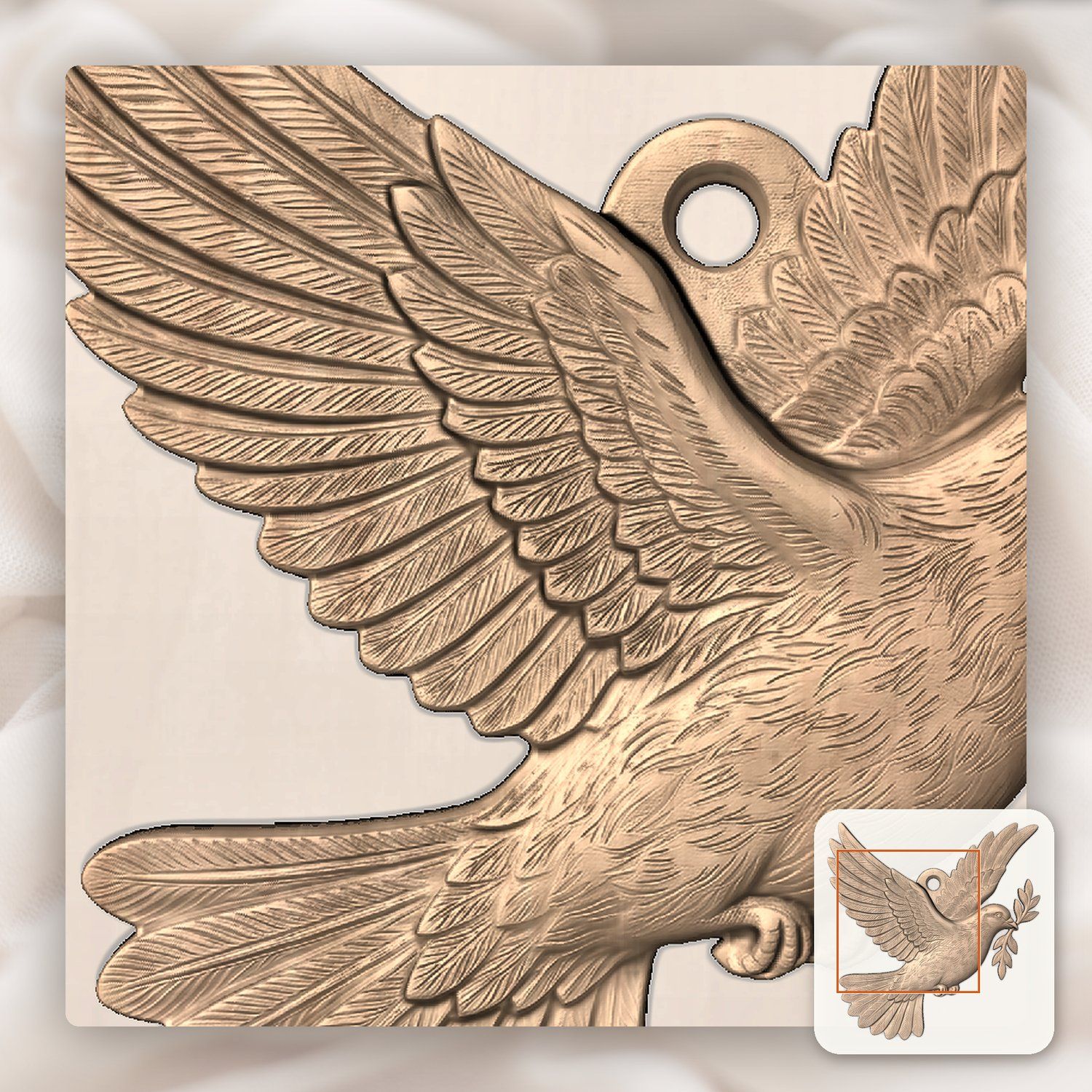 Peace Dove Olive Branch Ornament CNC Relief STL bas-relief STL — view 7
