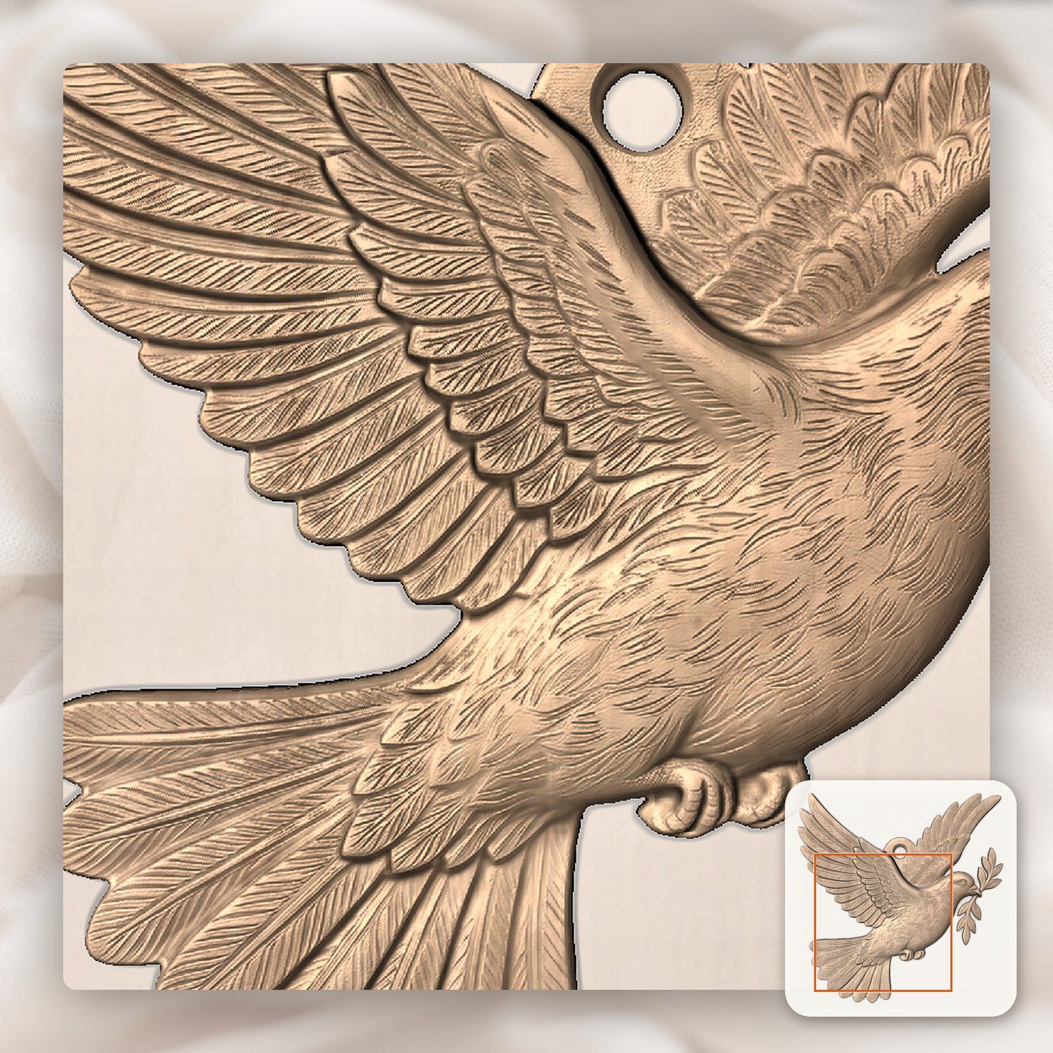Peace Dove Olive Branch Ornament CNC Relief STL bas-relief STL — view 8