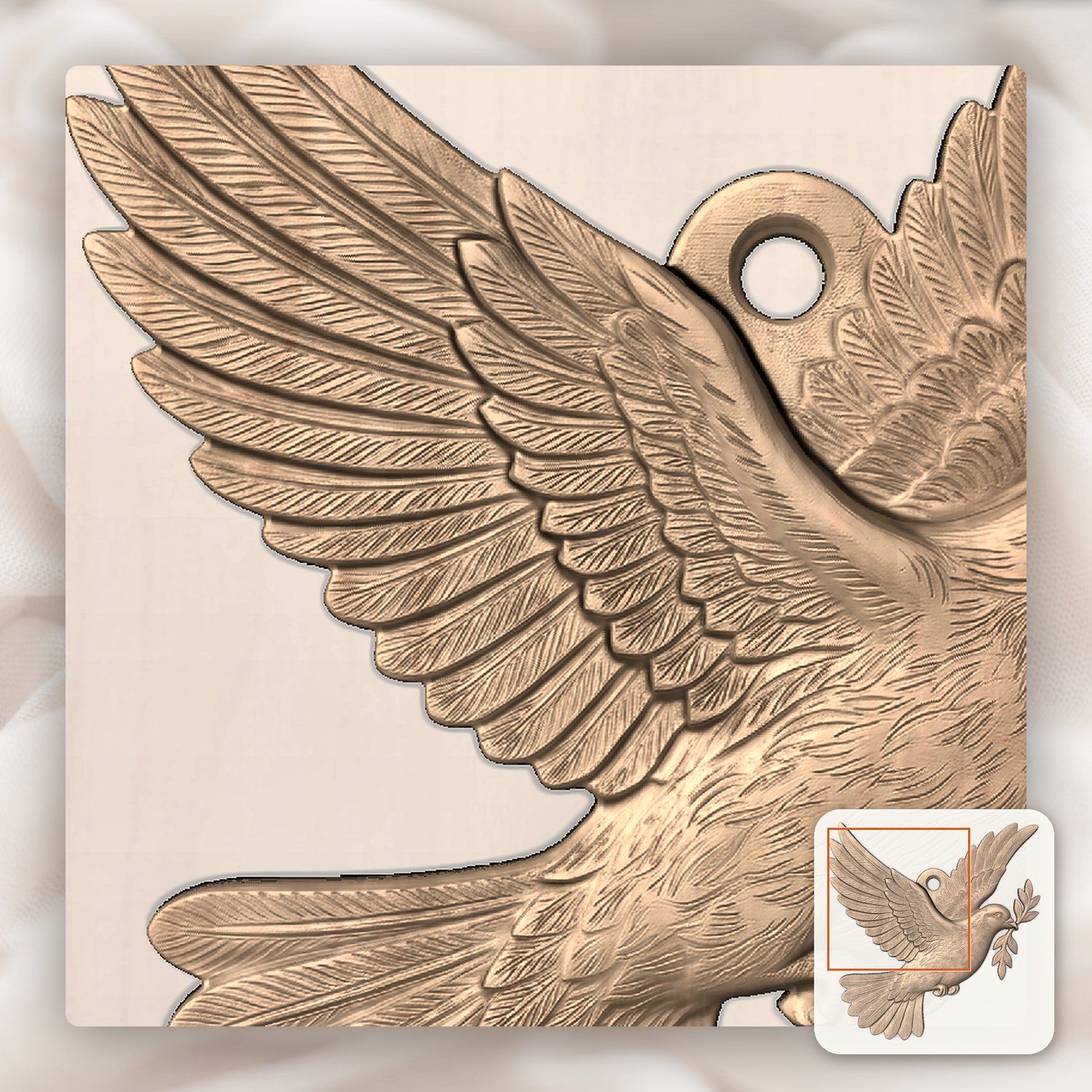 Peace Dove Olive Branch Ornament CNC Relief STL bas-relief STL — view 9
