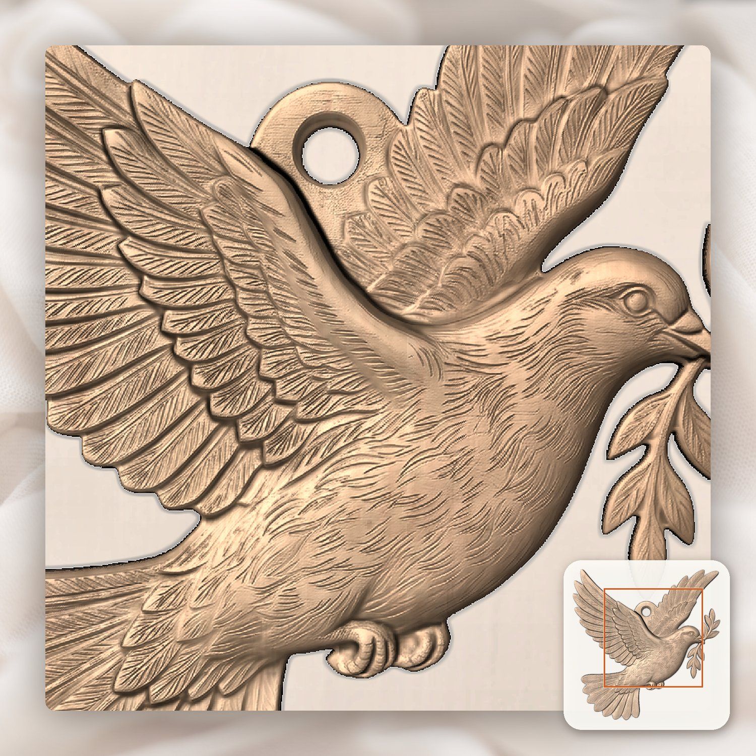 Peace Dove Olive Branch Ornament CNC Relief STL bas-relief STL — view 10