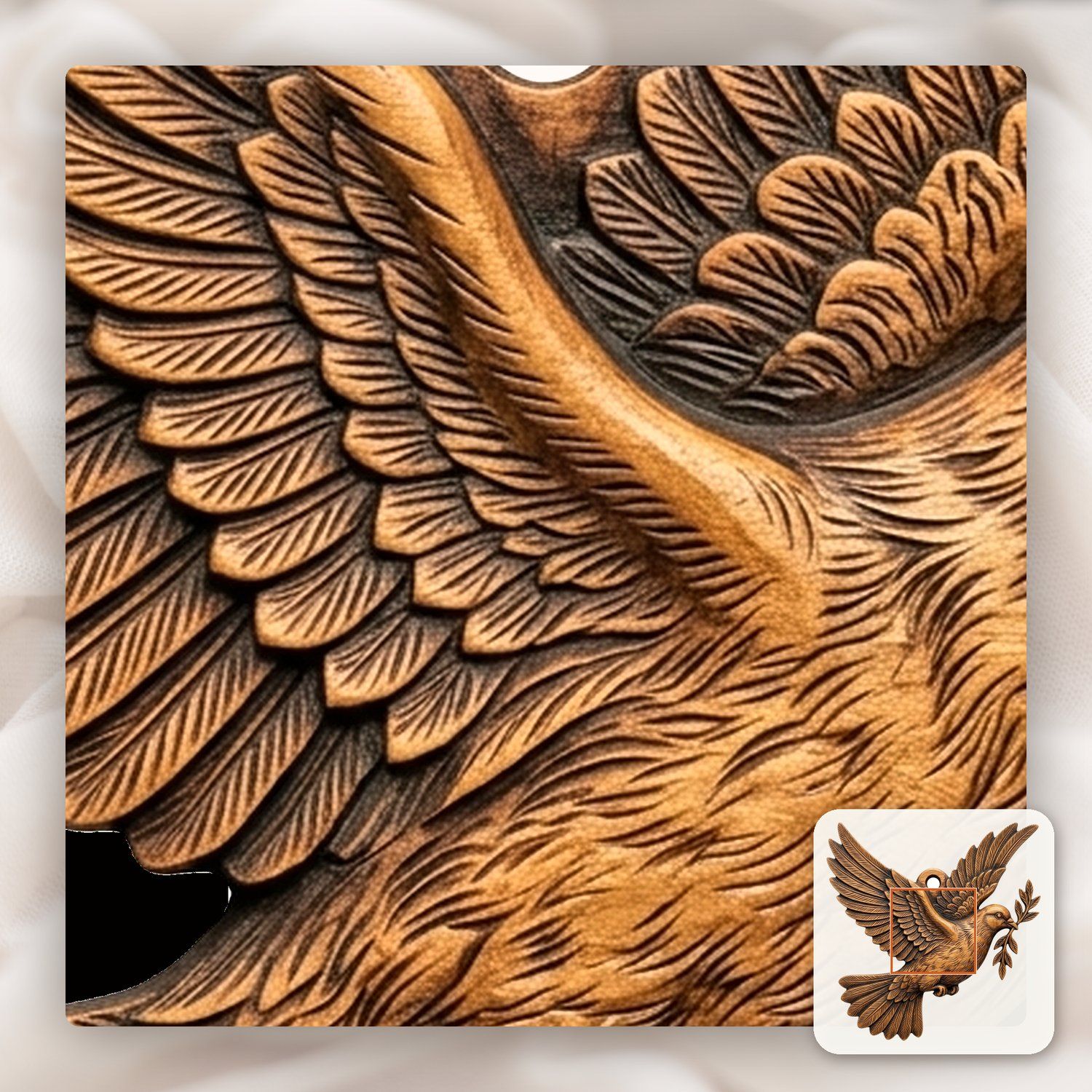 Peace Dove Olive Branch Ornament CNC Relief STL bas-relief STL — view 11