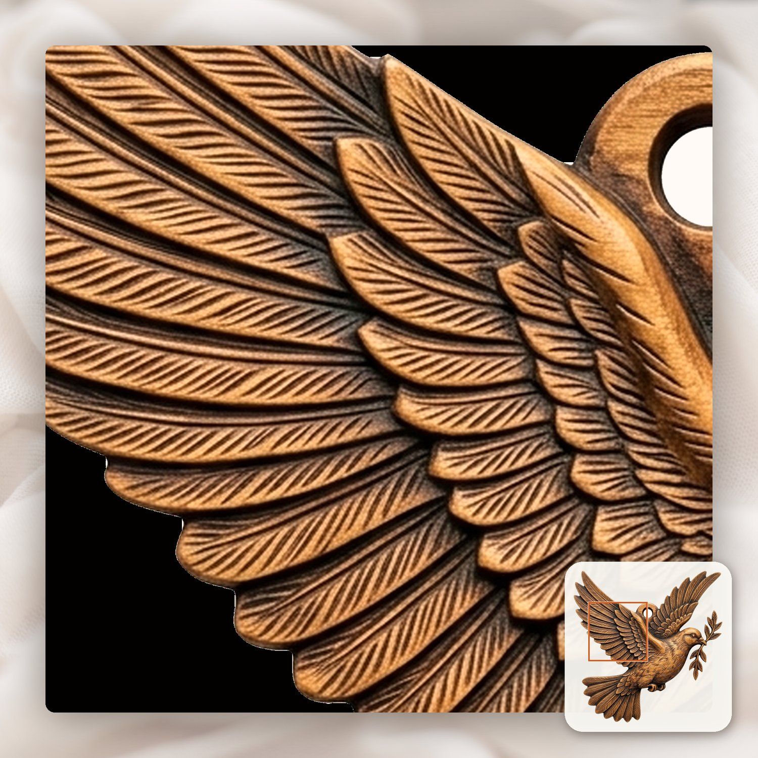 Peace Dove Olive Branch Ornament CNC Relief STL bas-relief STL — view 12