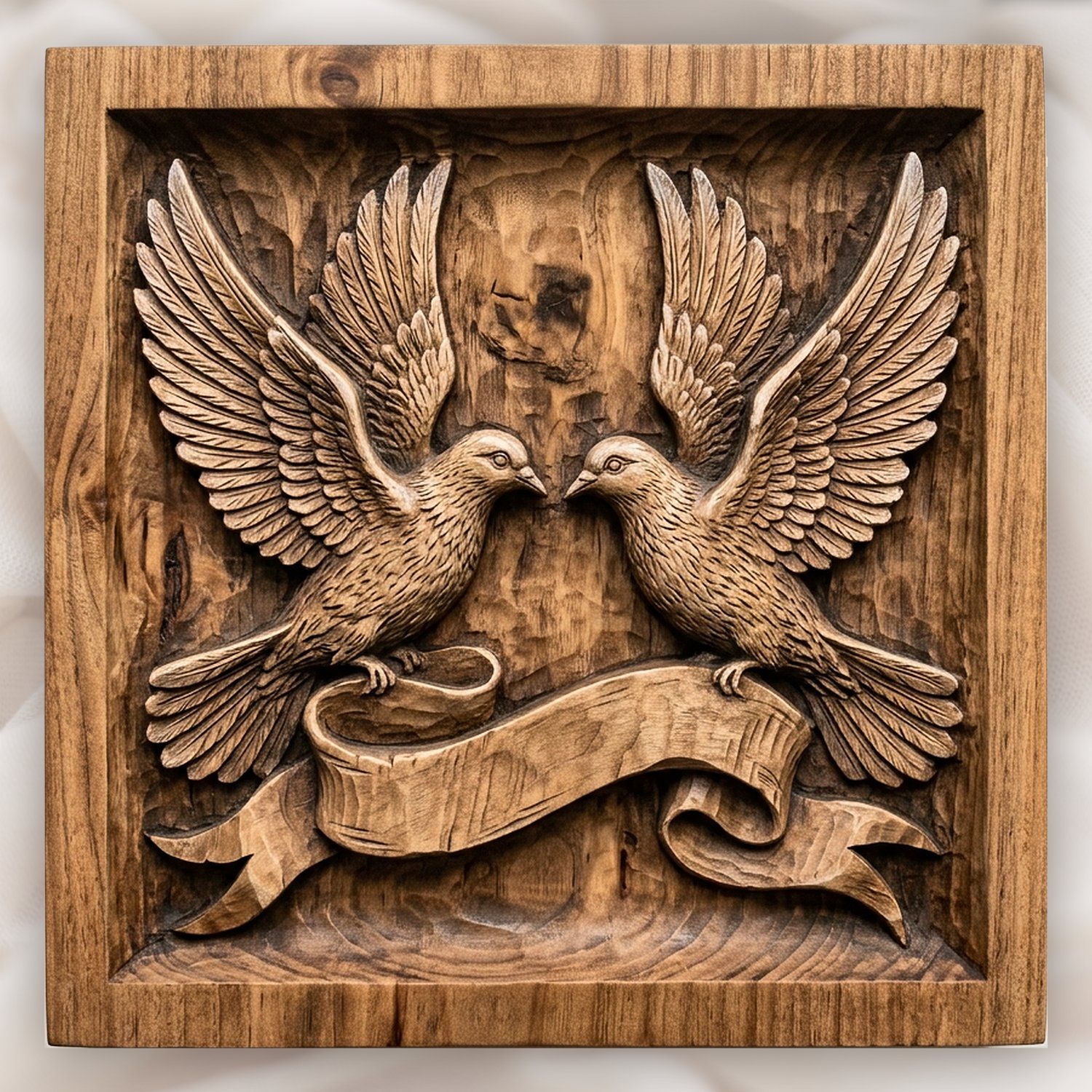 Peace Doves with Banner CNC Relief STL bas-relief STL design