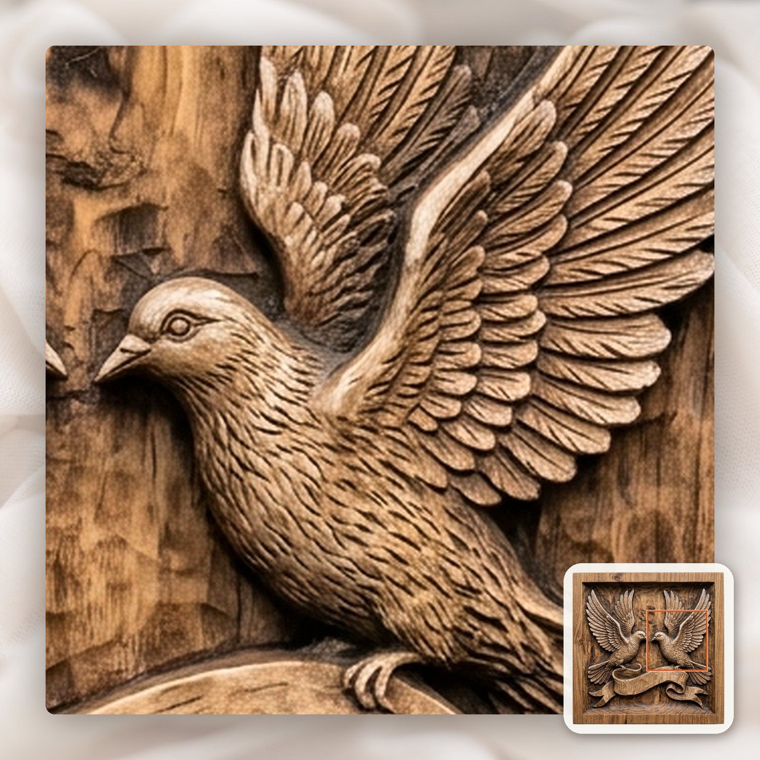Peace Doves with Banner CNC Relief STL bas-relief STL — view 12