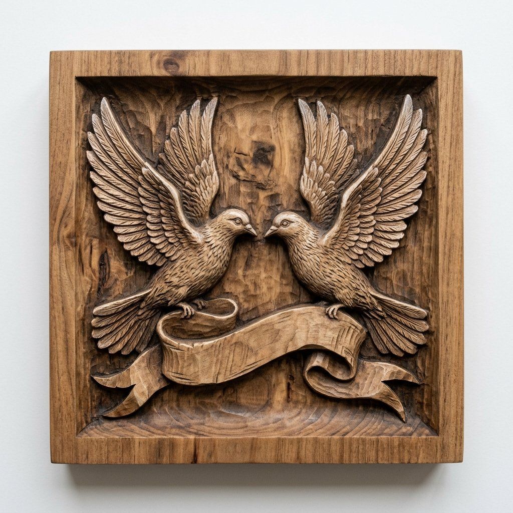 Peace Doves with Banner CNC Relief STL bas-relief STL — view 13