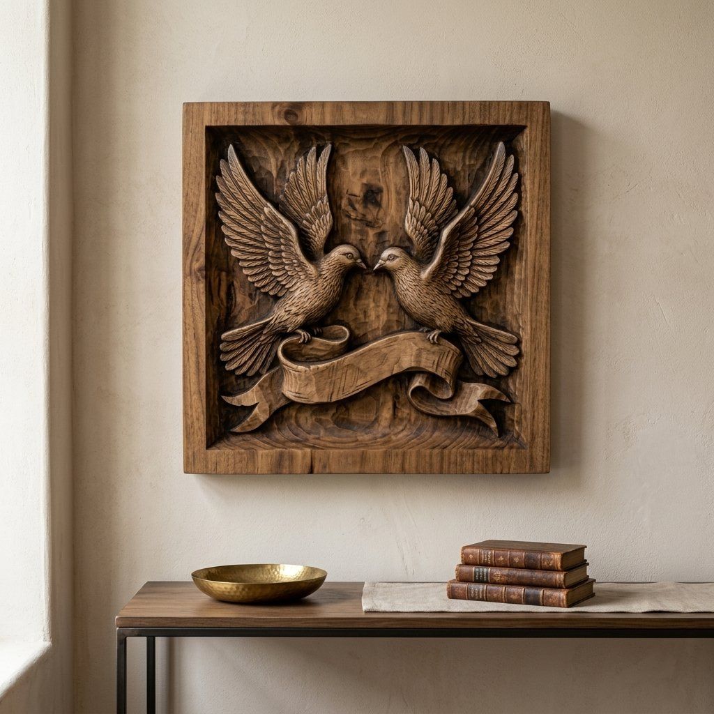 Peace Doves with Banner CNC Relief STL bas-relief STL — view 14