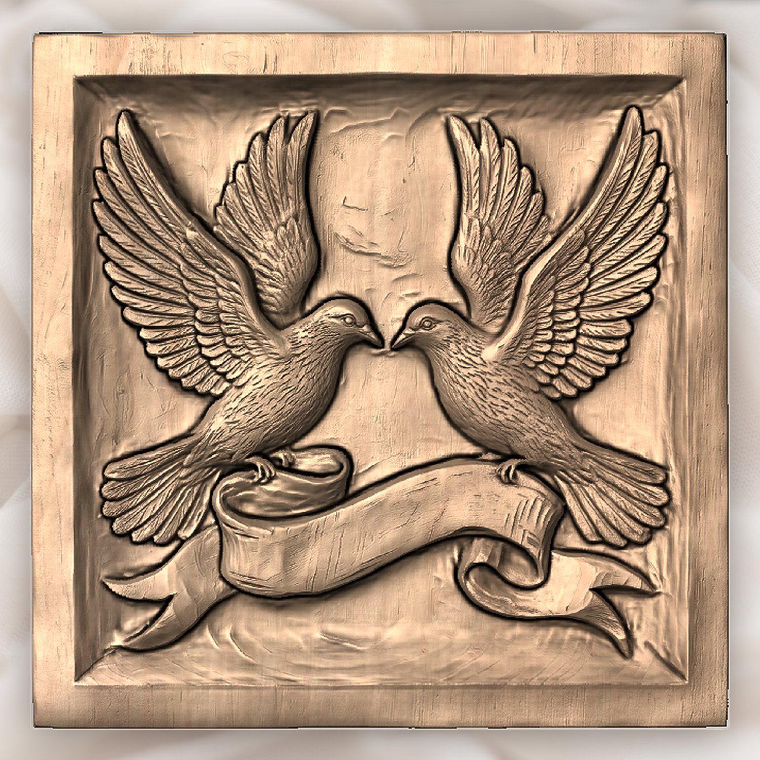 Peace Doves with Banner CNC Relief STL bas-relief STL — view 4