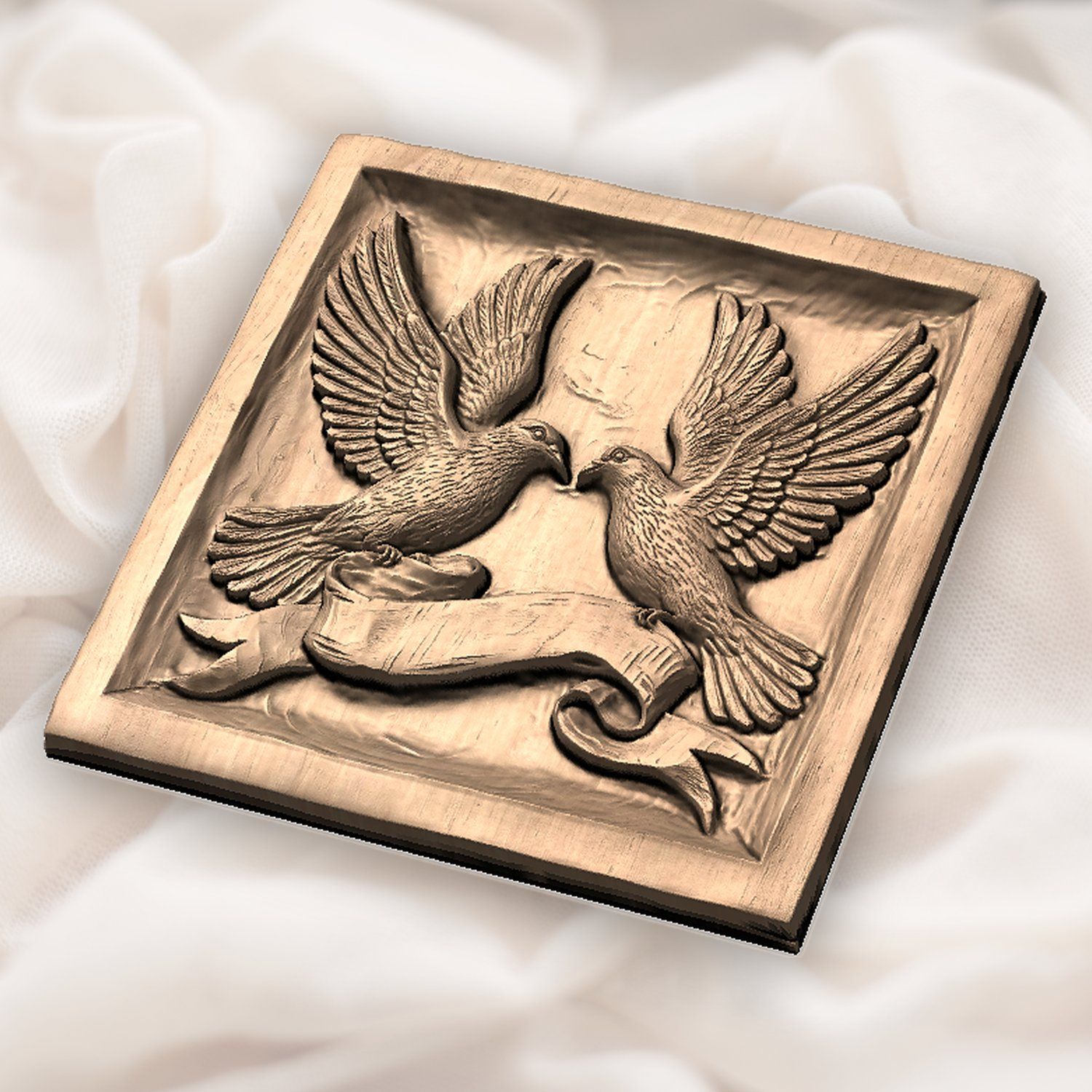 Peace Doves with Banner CNC Relief STL bas-relief STL — view 5