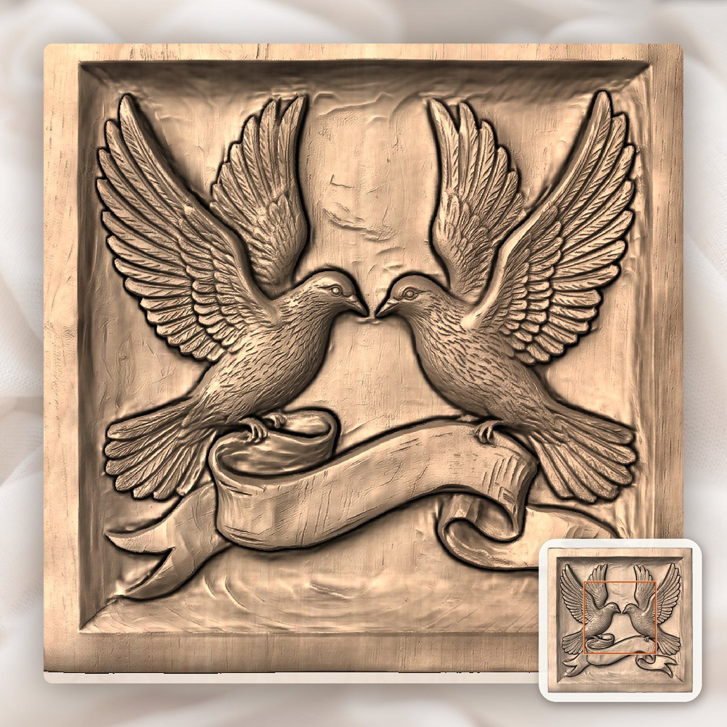 Peace Doves with Banner CNC Relief STL bas-relief STL — view 6