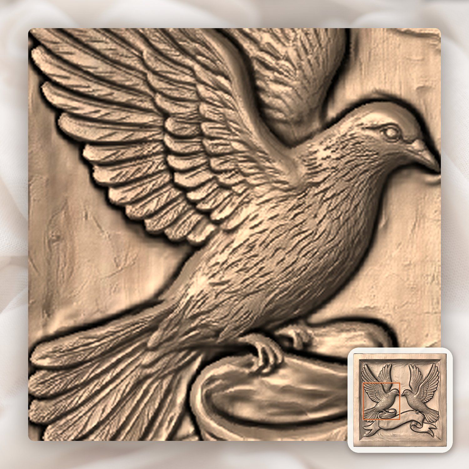 Peace Doves with Banner CNC Relief STL bas-relief STL — view 7