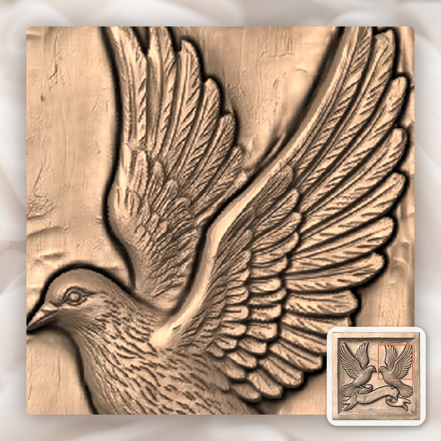 Peace Doves with Banner CNC Relief STL bas-relief STL — view 8