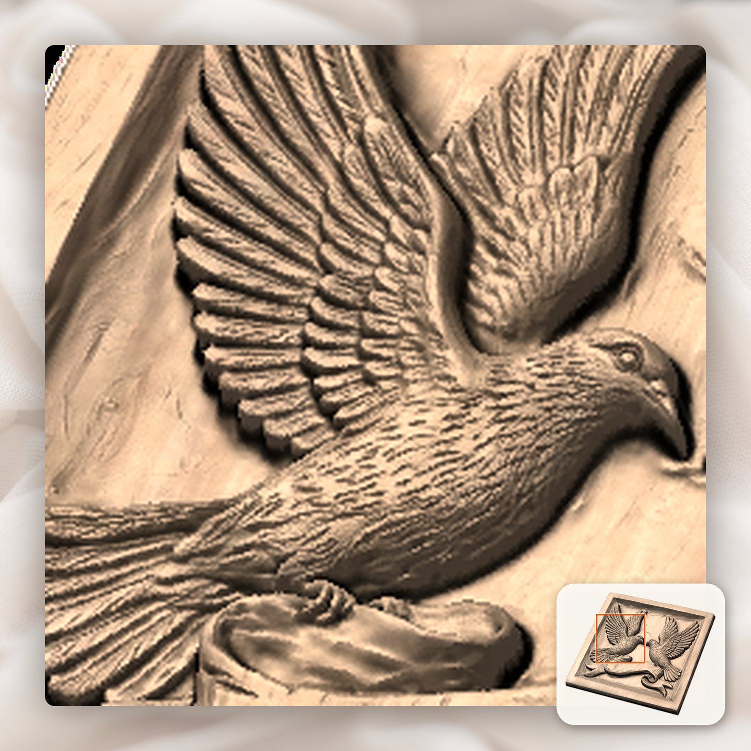 Peace Doves with Banner CNC Relief STL bas-relief STL — view 9