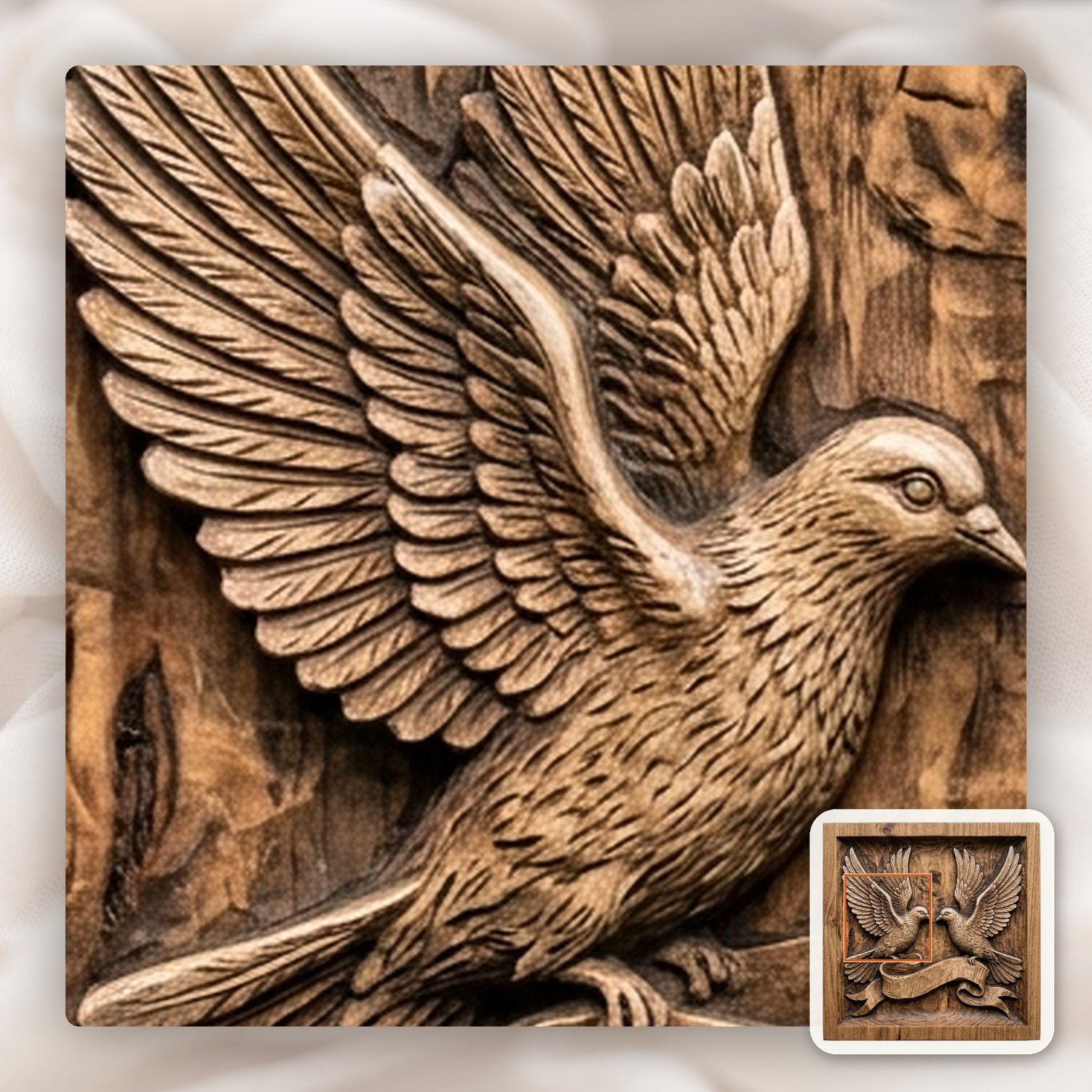 Peace Doves with Banner CNC Relief STL bas-relief STL — view 11