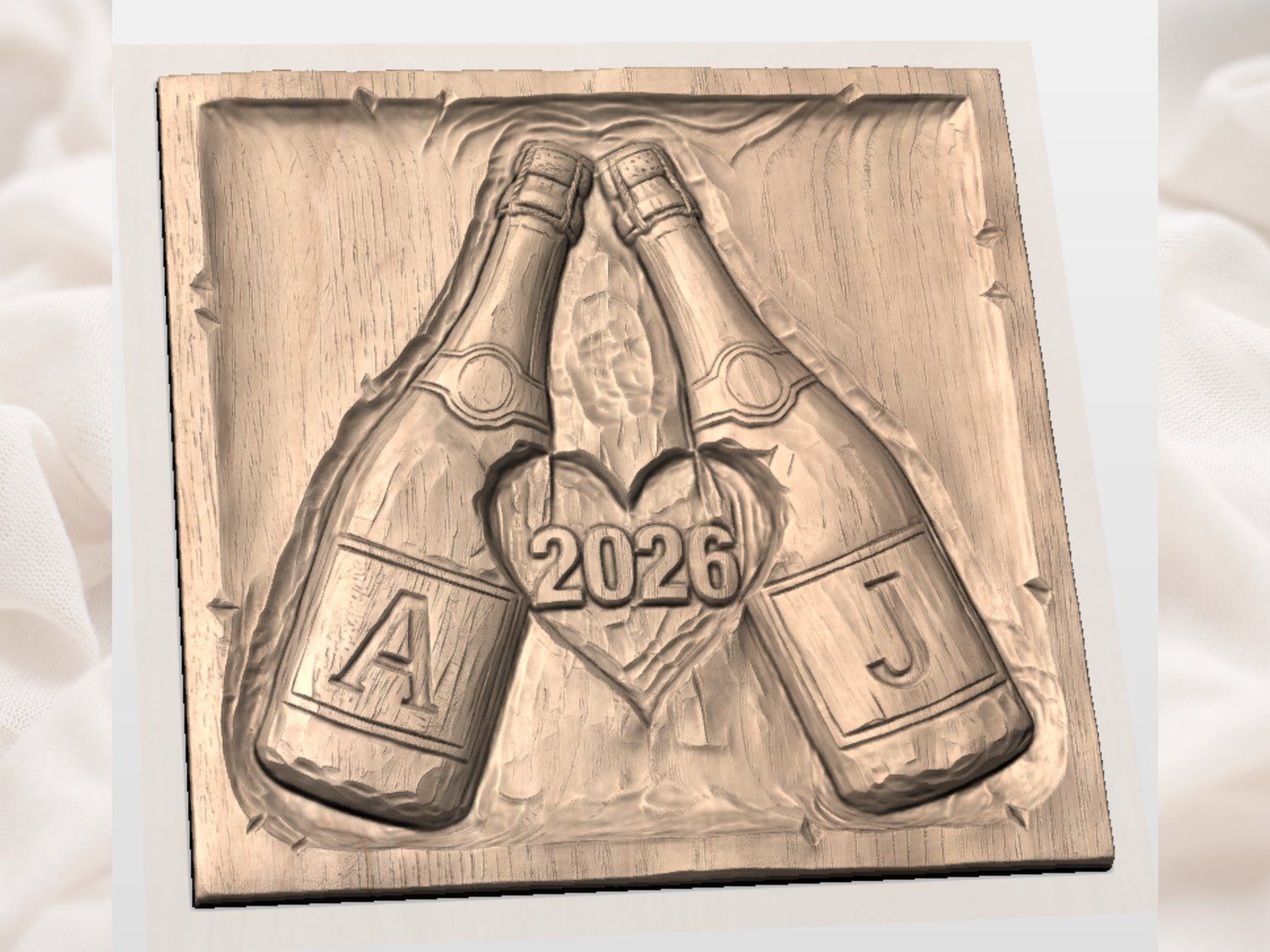 Personalized Anniversary Champagne Celebration CNC Relief STL bas-relief STL — view 2