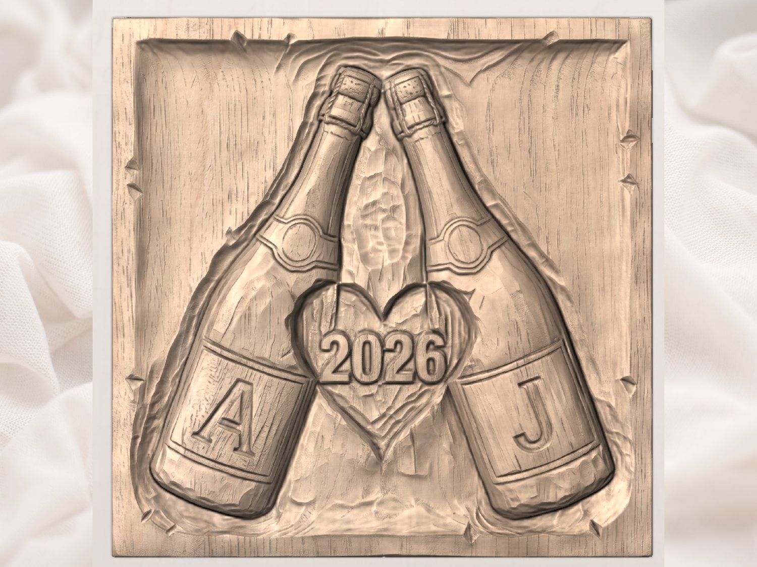 Personalized Anniversary Champagne Celebration CNC Relief STL bas-relief STL — view 3