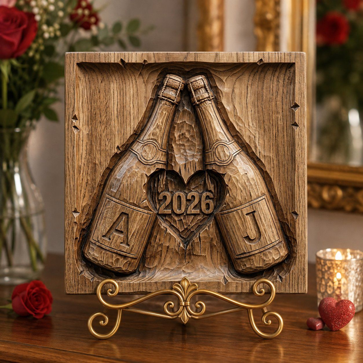 Personalized Anniversary Champagne Celebration CNC Relief STL bas-relief STL — view 4