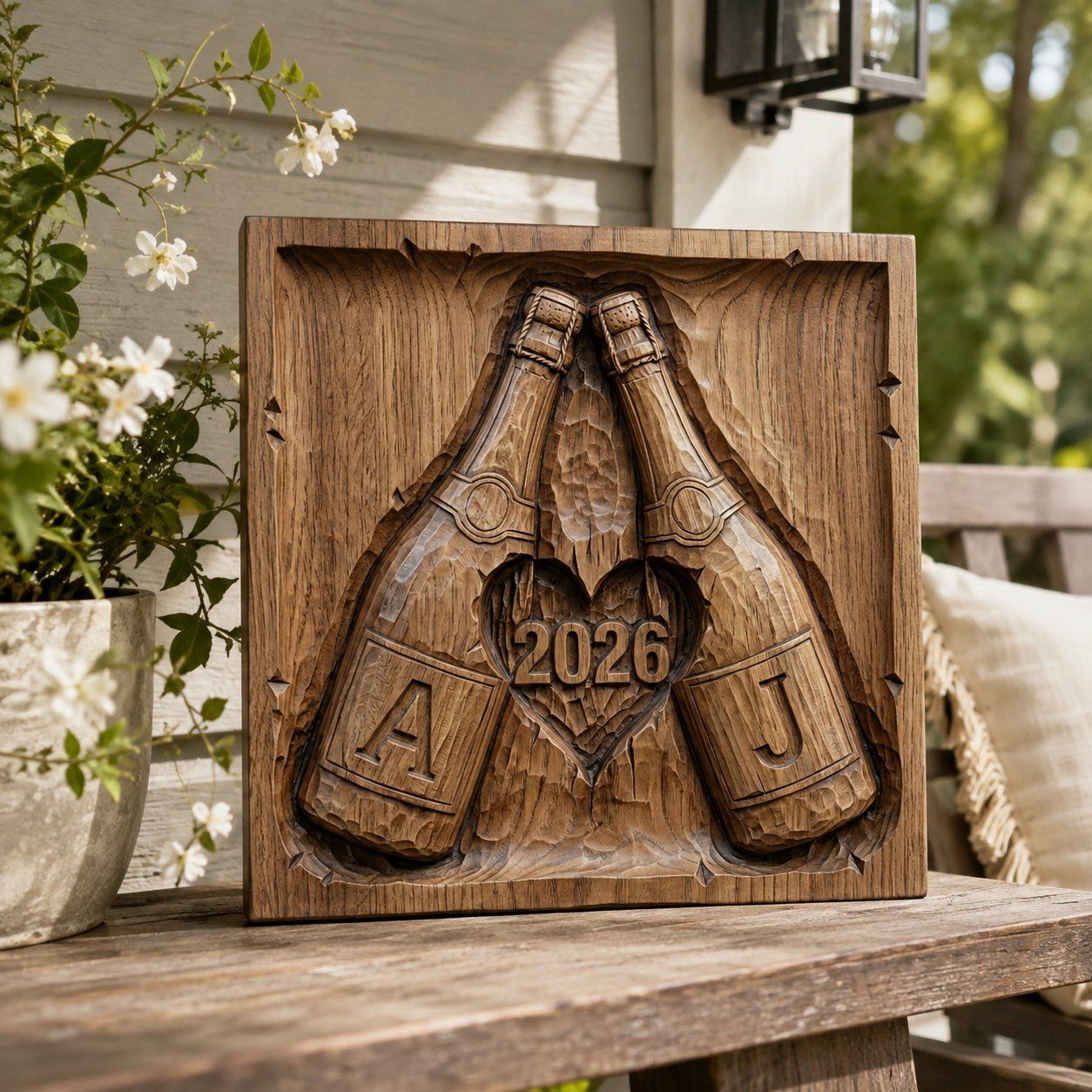 Personalized Anniversary Champagne Celebration CNC Relief STL bas-relief STL — view 6